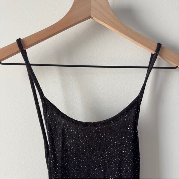 Vintage Scott McClintock Colorful Glitter Maxi Dress party spaghetti strap black - Picture 3 of 9